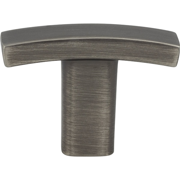 1-1/2 Overall Length Brushed Pewter Square Thatcher Cabinet T Knob